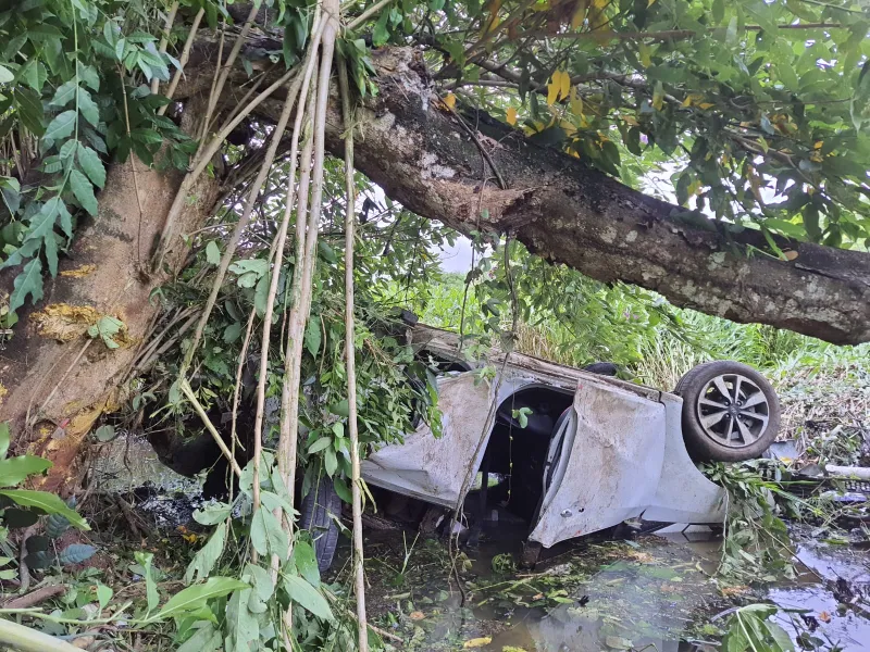 Motorista perde controle da direção e capota próximo ao trevo de Barbados em Colatina