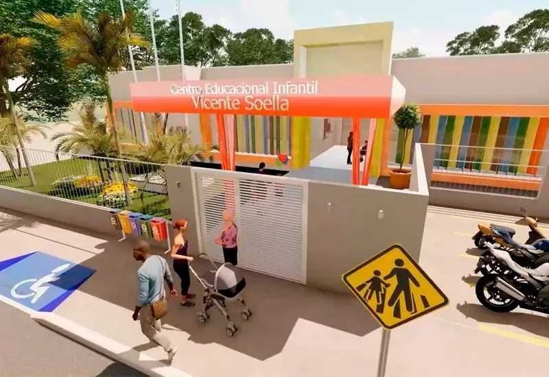 Balestrassi assina ordem de serviço para a construção do Centro de Educação Infantil no bairro Vicente Soella, nesta quinta-feira (16)