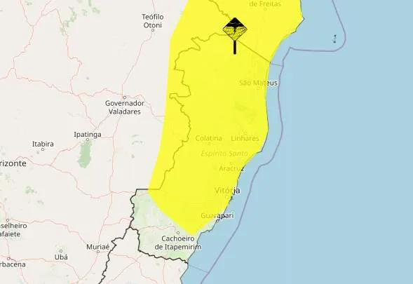Colatina e cidades da região recebem novo alerta de chuva e ventos fortes. Veja a lista!