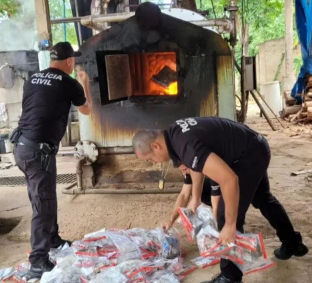 Polícia Civil incinera cerca de 100 quilos de drogas apreendidas na região, em Colatina