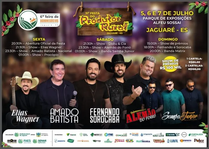 Festa do produtor de Jaguaré: Amado Batista, Alemão do Forró e Fernando e Sorocaba agitam o evento