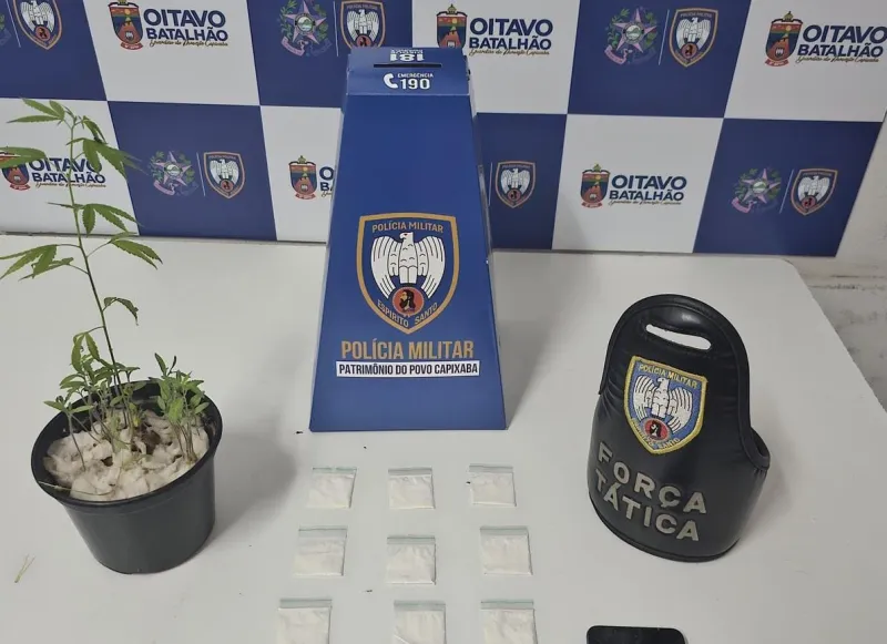 Homem é preso em Colatina com pé de maconha e papelotes de cocaína