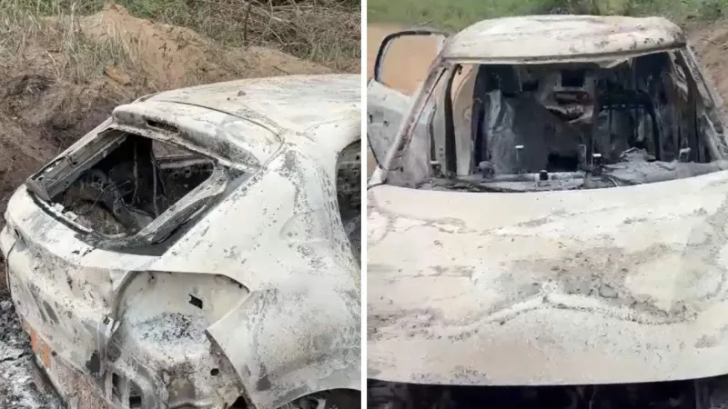 Carro é encontrado carbonizado com corpo dentro na zona rural de Água Doce do Norte