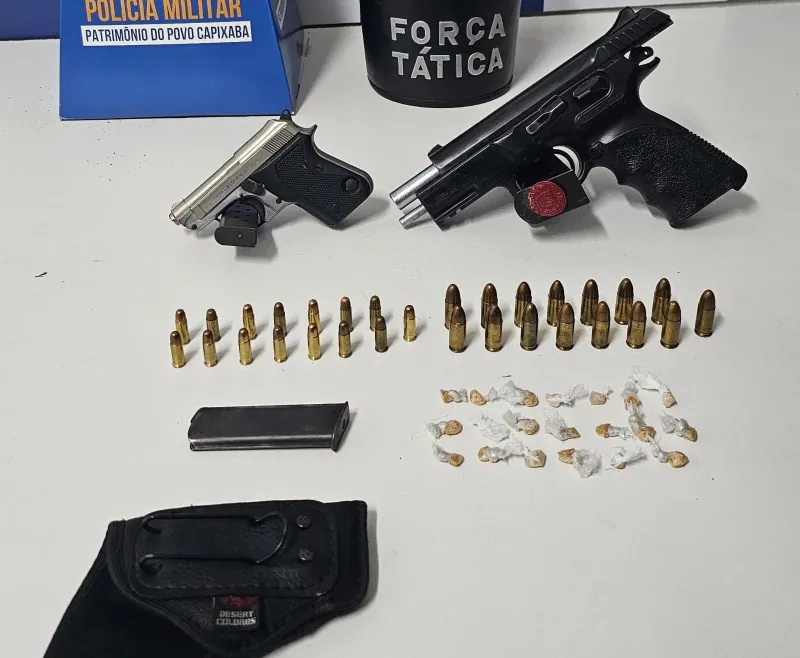 Suspeito de tráfico é preso com armas, munições e crack, em Colatina