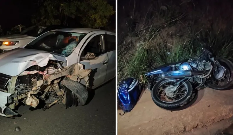 Mulher morre em colisão frontal entre carro e moto, em Águia Branca