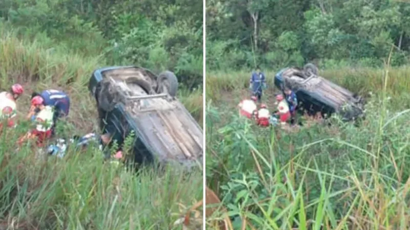 Carro capota na BR-101 em Ibiraçu e deixa duas pessoas gravemente feridas