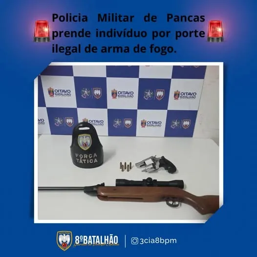Homem é flagrado com duas armas de fogo durante operação da Polícia Militar em Pancas