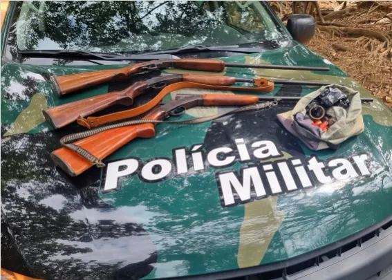 Polícia Ambiental apreende armas e munições em propriedade rural de São Roque do Canaã