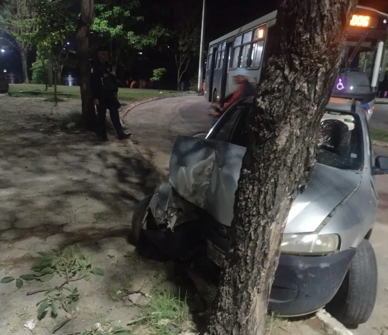 Motorista bate em árvore e é preso por dirigir embriagado, em Colatina