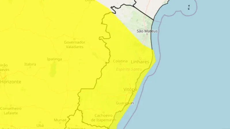 Alerta de chuva e ventos fortes atinge Colatina, Linhares e todas as cidades do Norte e Noroeste do ES
