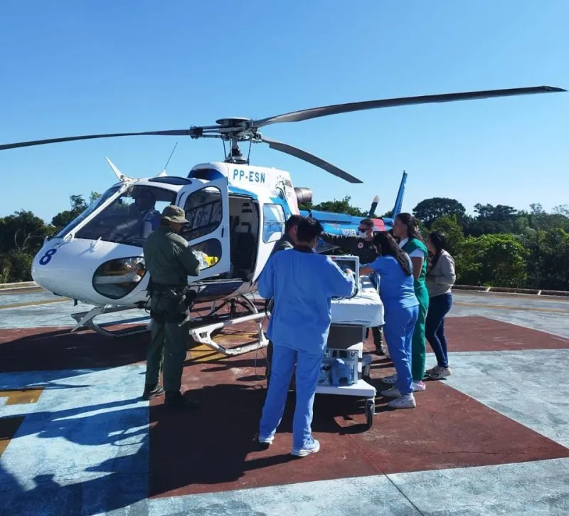 Resgate aéreo transporta mulher com queimaduras graves de Pancas para hospital na Grande Vitória