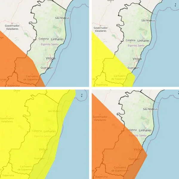 Inmet emite alertas de chuvas intensas e tempestades; veja as cidades do Norte/Noroeste do ES que estão sob risco laranja