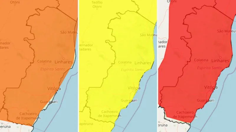 Norte e Noroeste do ES entram em alerta máximo com renovação de aviso vermelho para chuvas intensas
