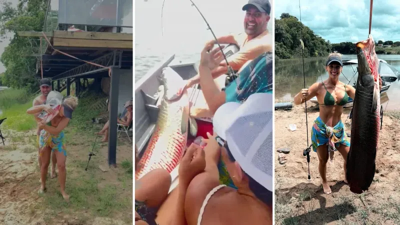 Passeio em família termina com pesca de pirarucu gigante em Linhares