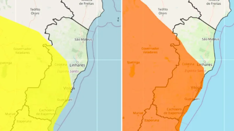 Atenção Colatina, Linhares e cidades do Norte e Noroeste do ES: Inmet emite alerta de chuvas intensas