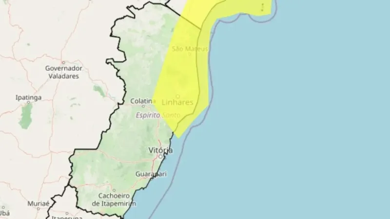 Atenção Colatina, Linhares e cidades do Norte e Noroeste do ES: Inmet emite alerta para acumulado de chuva