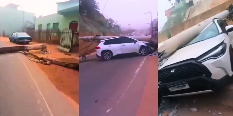 Motorista derruba três postes e deixa centenas de moradores sem energia em São Domingos do Norte