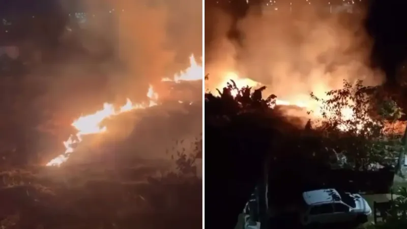 Incêndio em vegetação mobiliza bombeiros durante a noite em Aracruz