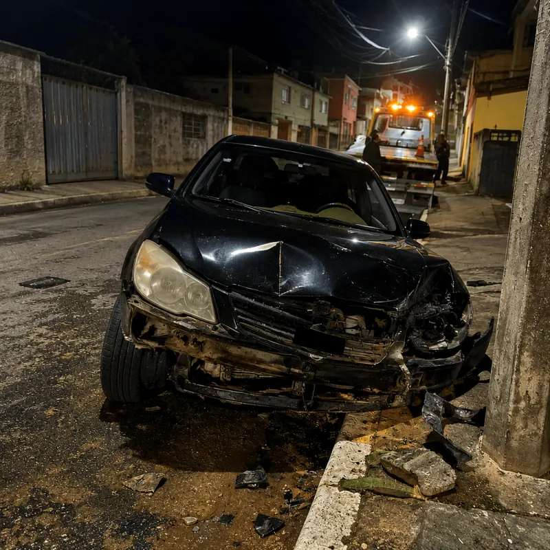 Motorista diz que dormiu ao volante e bate carro no bairro São Silvano, em Colatina