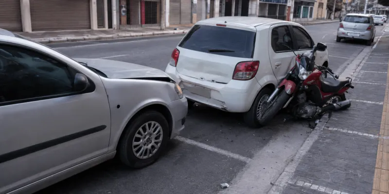 Motorista sem habilitação bate em carro e moto estacionados no Centro de Colatina