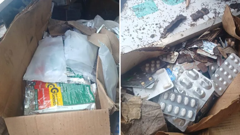 Caixas com medicamentos vencidos são encontradas expostas nos fundos de unidade de saúde em Itaguaçu