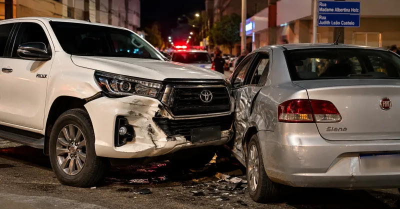 Mulher fica ferida após colisão entre Hilux e Siena e motorista deixa local em Baixo Guandu