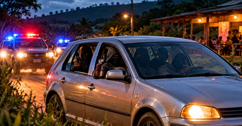 Cinco homens encapuzados, três deles armados, são vistos em carro e mobilizam polícia em Marilândia