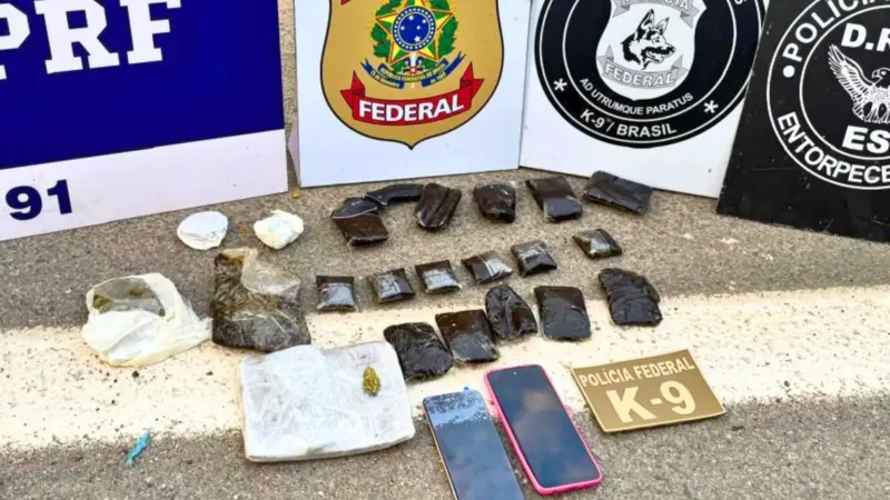 Passageira é presa com mais de 2 kg de haxixe em ônibus e revela que receberia R$ 1 mil pelo transporte
